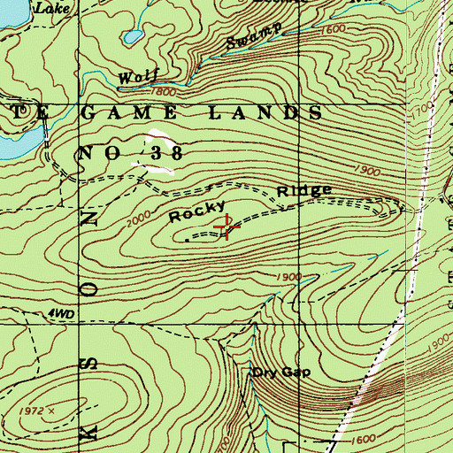 Topographic Map of Rocky Ridge, PA