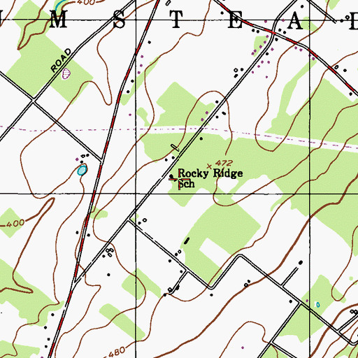 Topographic Map of Rocky Ridge School, PA