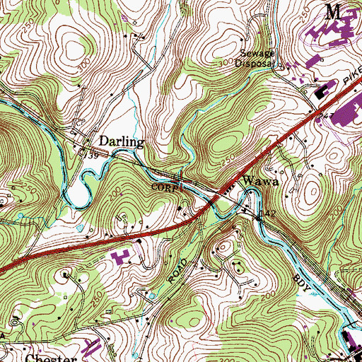 Topographic Map of Rocky Run, PA