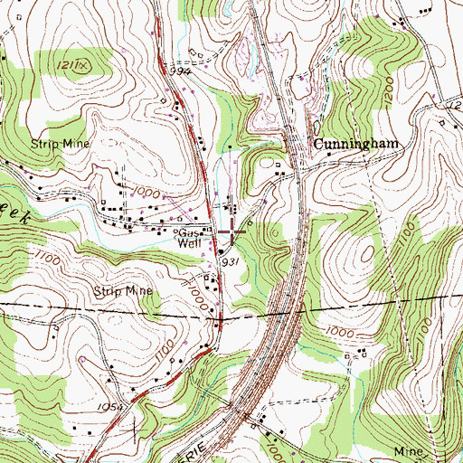 Topographic Map of Rocky Run, PA