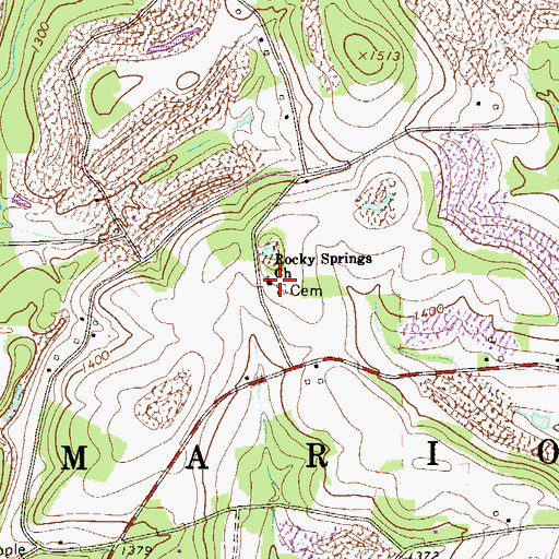 Topographic Map of Rocky Springs Church, PA