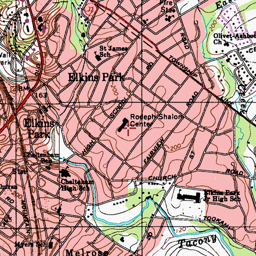 Topographic Map of Rodeph Shalom Center, PA