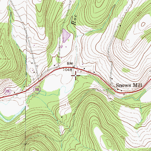 Topographic Map of Roe Creek, PA