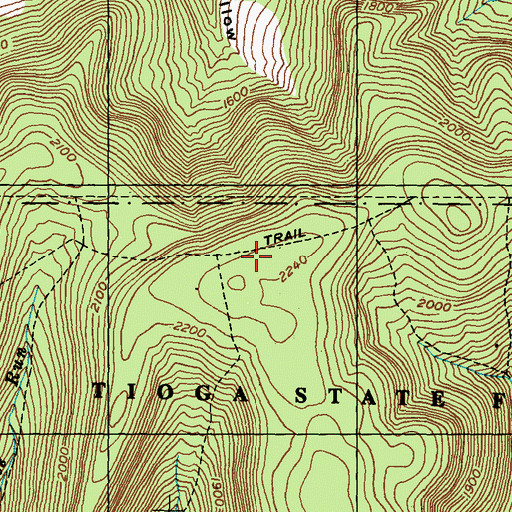 Topographic Map of Roe Trail, PA