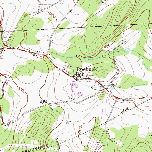 Topographic Map of Roebuck School, PA