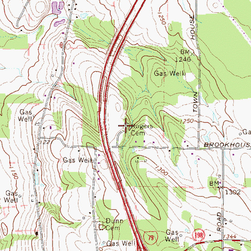 Topographic Map of Rogers Cemetery, PA