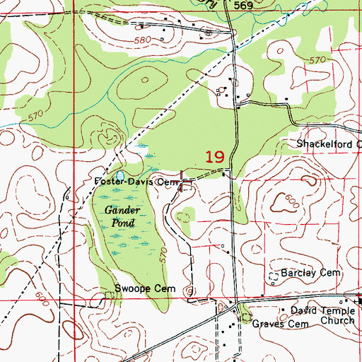 Topographic Map of Foster-Davis Cemetery, AL
