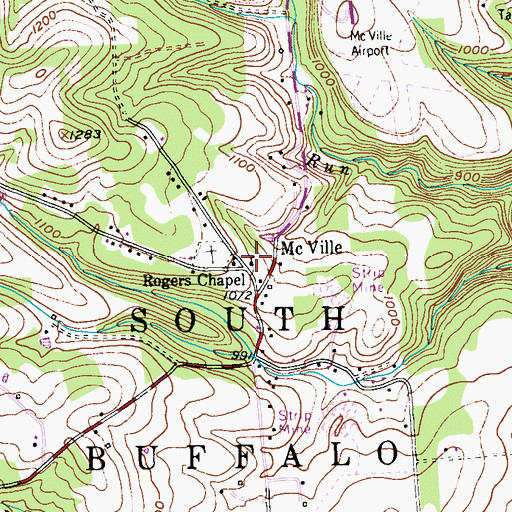 Topographic Map of Rogers Chapel, PA