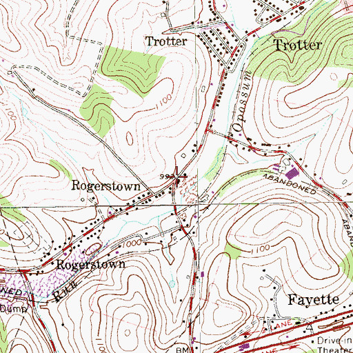 Topographic Map of Rogerstown, PA