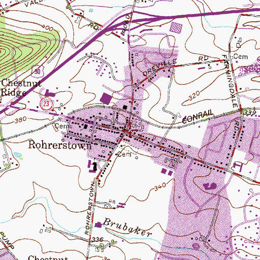 Topographic Map of Rohrerstown, PA