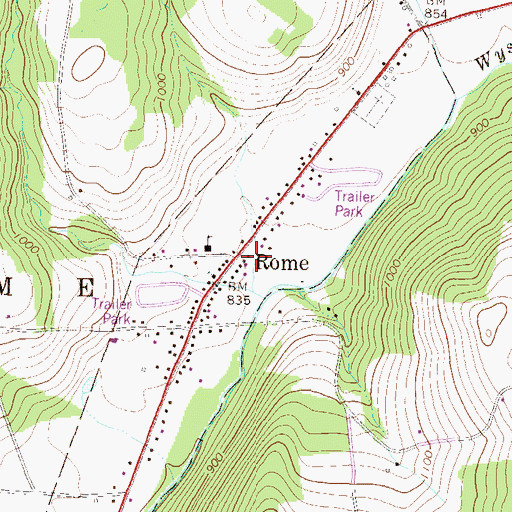 Topographic Map of Rome, PA