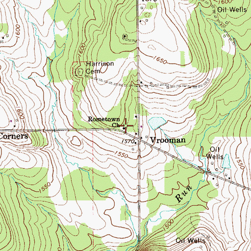 Topographic Map of Rometown Church, PA