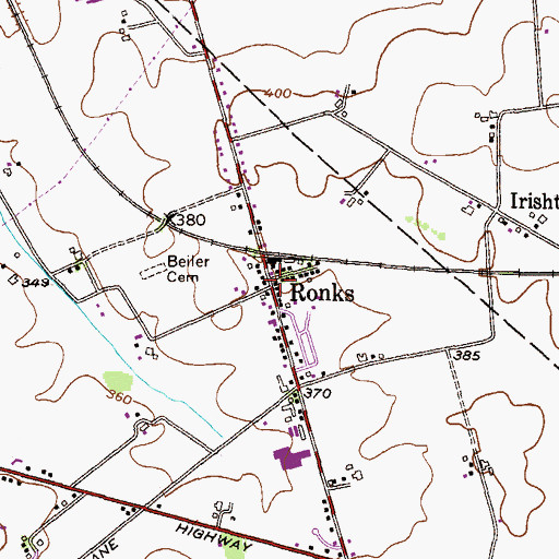 Topographic Map of Ronks, PA