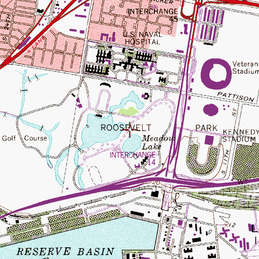 Topographic Map of Roosevelt Park, PA