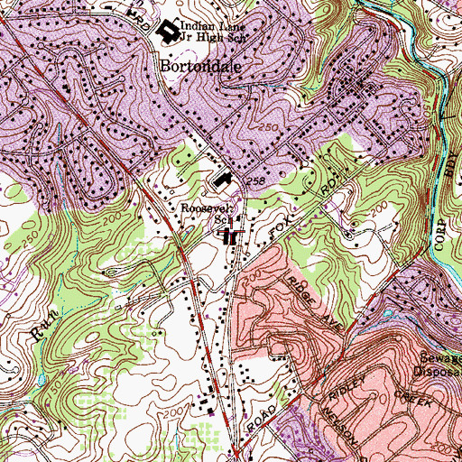 Topographic Map of Roosevelt School, PA