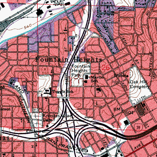 Topographic Map of Fountain Heights Park, AL