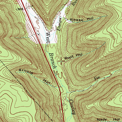 Topographic Map of Root Hollow, PA