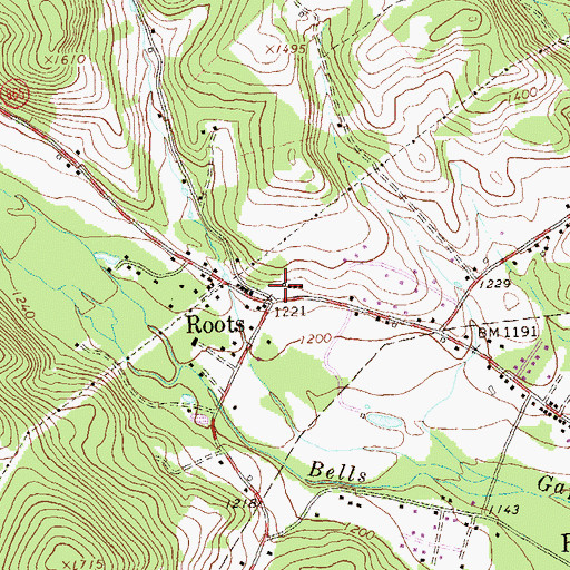 Topographic Map of Roots, PA