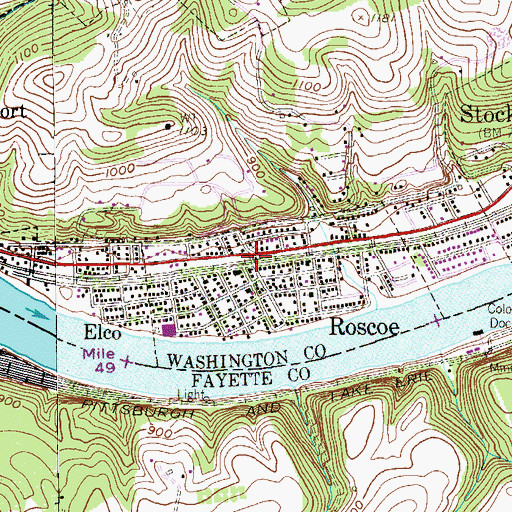 Topographic Map of Roscoe, PA