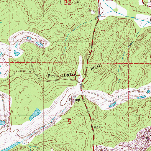 Topographic Map of Fountain Hill, AL