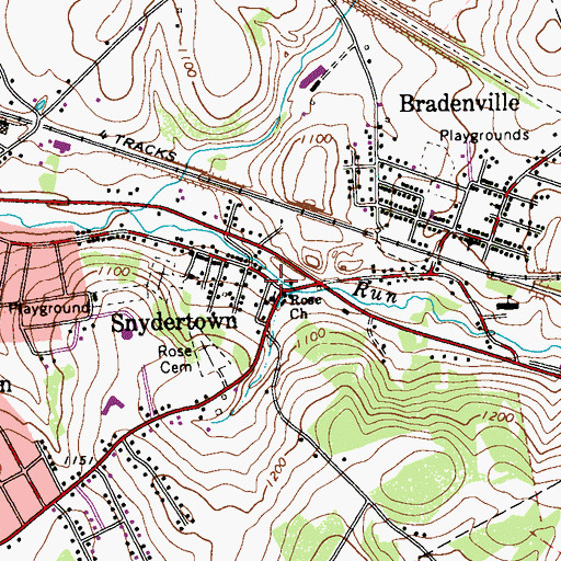Topographic Map of Rose Church, PA