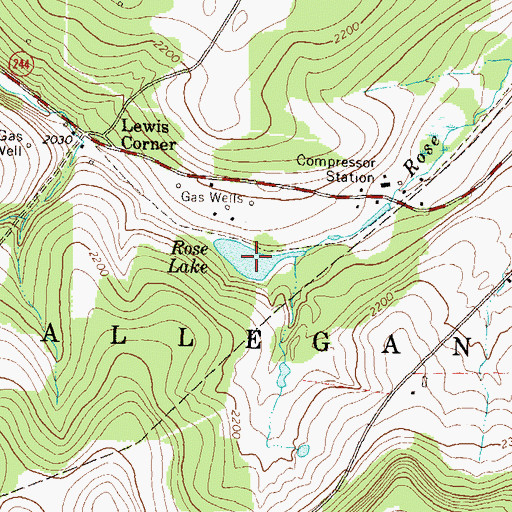 Topographic Map of Rose Lake, PA