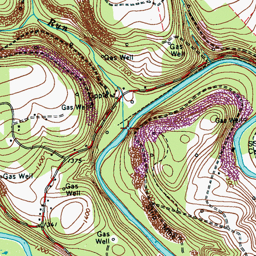 Topographic Map of Rose Run, PA