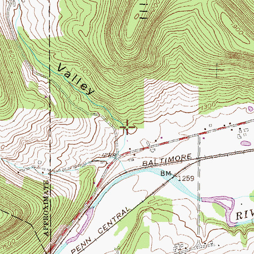 Topographic Map of Rose Valley, PA