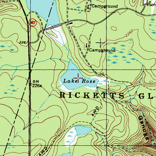 Topographic Map of Lake Rose, PA