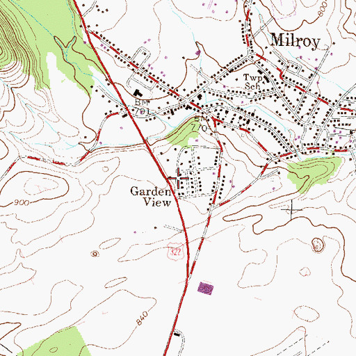 Topographic Map of Garden View, PA