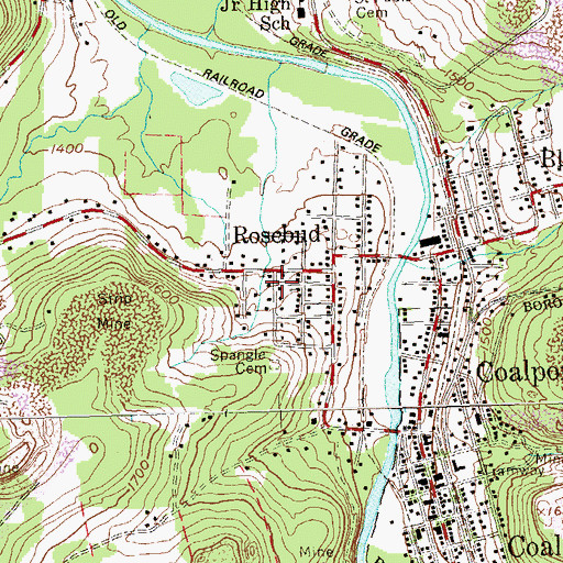 Topographic Map of Rosebud, PA