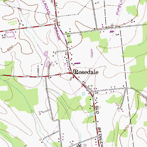 Topographic Map of Rosedale, PA