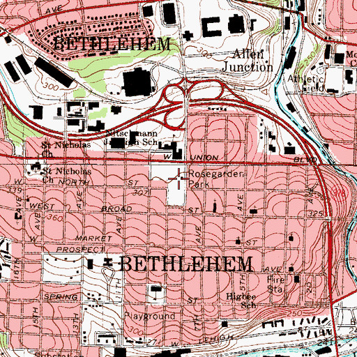 Topographic Map of Rosegarden Park, PA