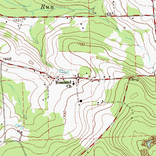 Topographic Map of Roseland Church, PA