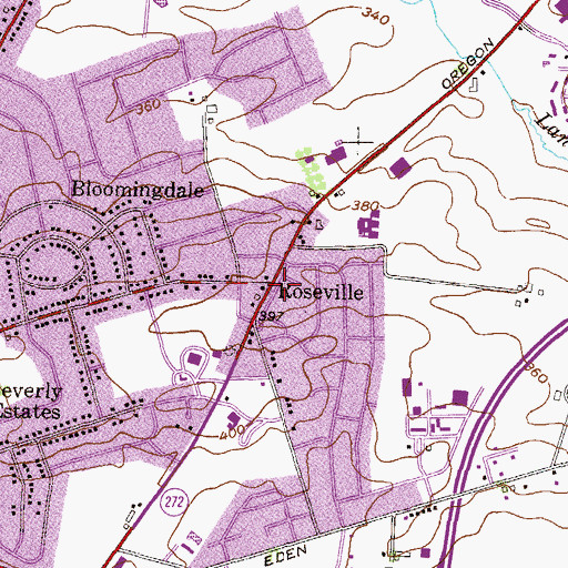 Topographic Map of Roseville, PA