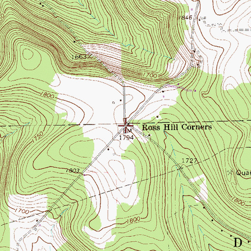 Topographic Map of Ross Hill Corners, PA
