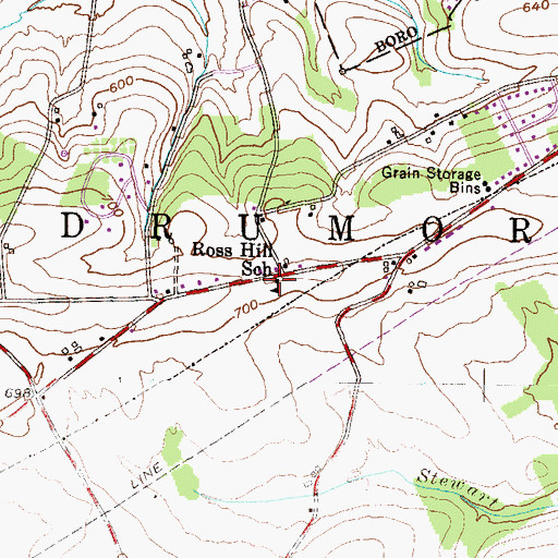 Topographic Map of Ross Hill School, PA