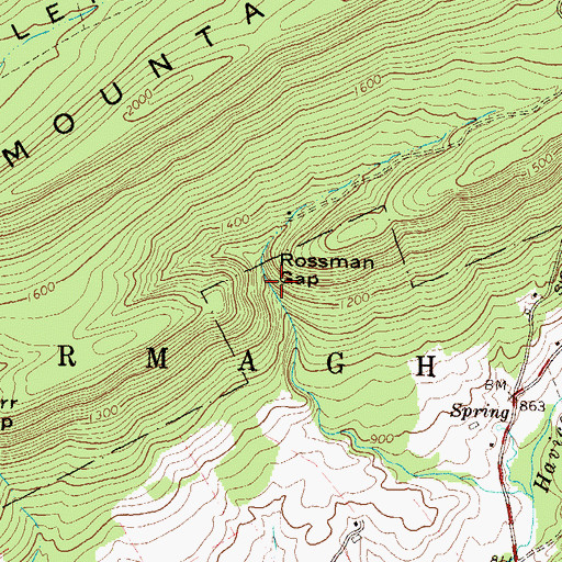 Topographic Map of Rossman Gap, PA