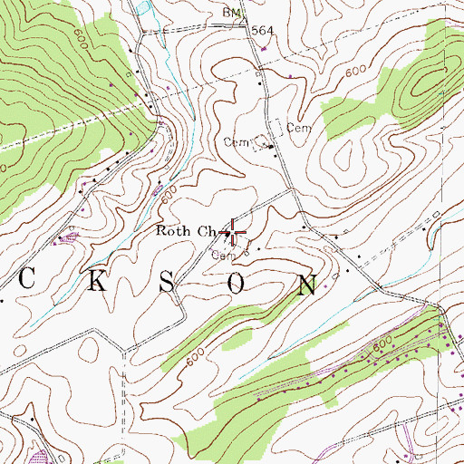 Topographic Map of Roth Church, PA