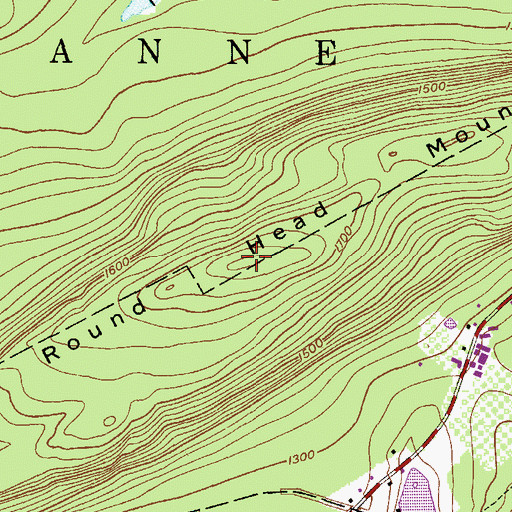 Topographic Map of Round Head Mountain, PA