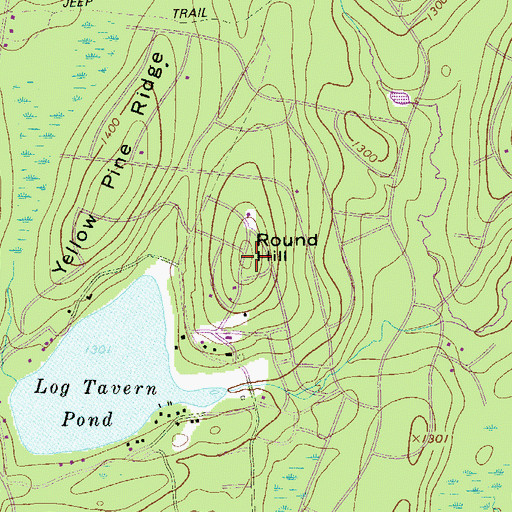 Topographic Map of Round Hill, PA