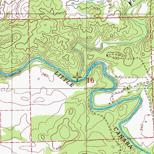 Topographic Map of Fourmile Creek, AL