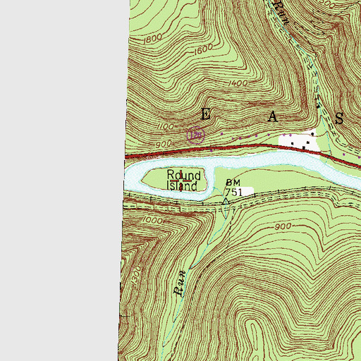 Topographic Map of Round Island, PA