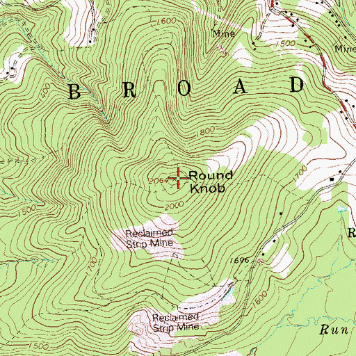 Topographic Map of Round Knob, PA