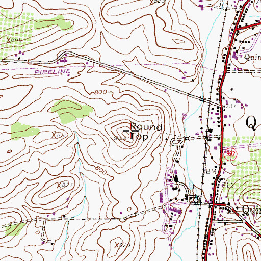 Topographic Map of Round Top, PA