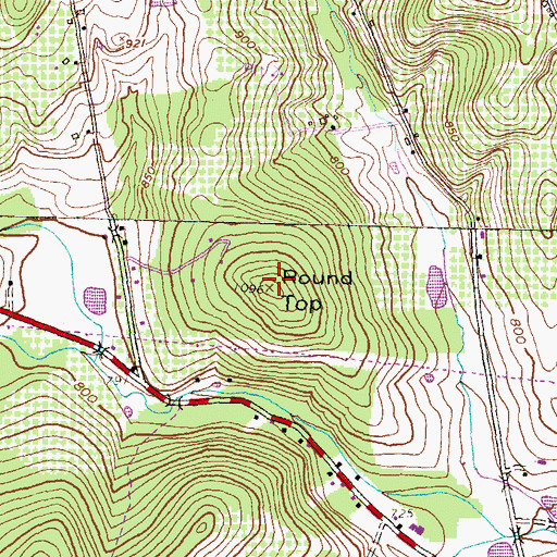 Topographic Map of Round Top, PA