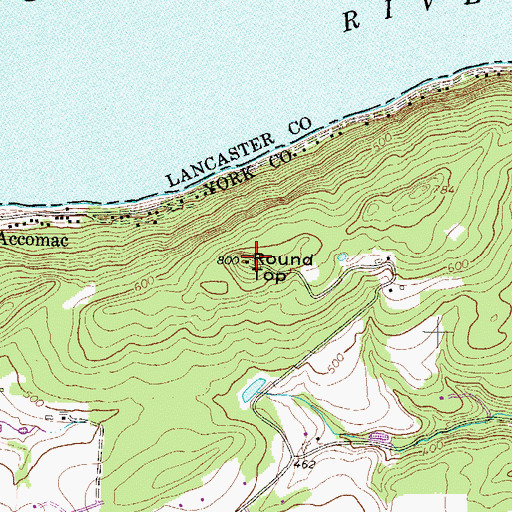 Topographic Map of Round Top, PA