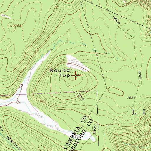 Topographic Map of Round Top, PA