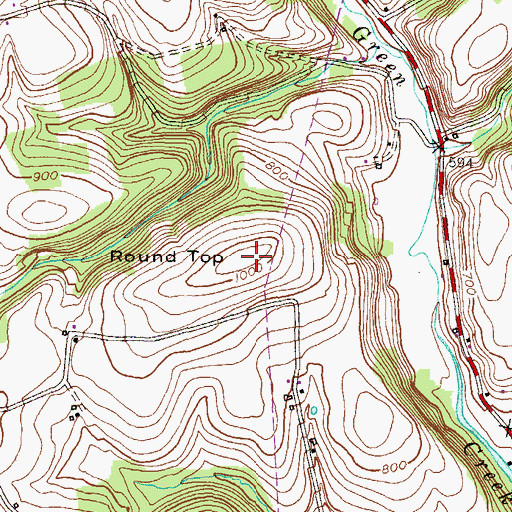 Topographic Map of Round Top, PA