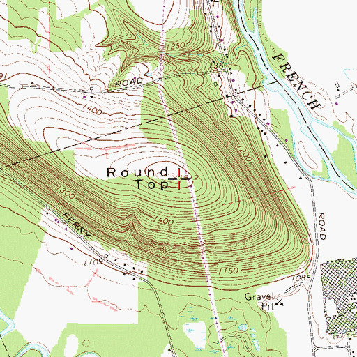 Topographic Map of Round Top, PA